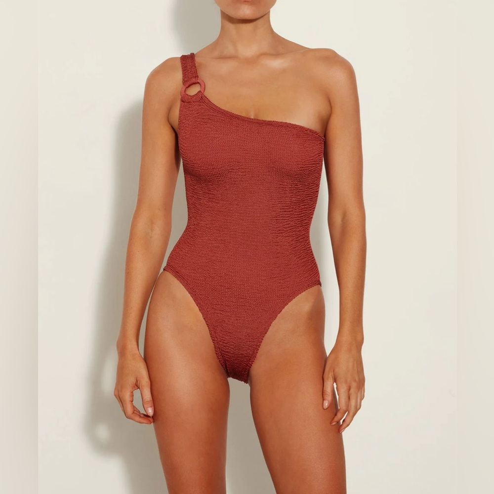 Brand New HUNZA G + ROSE INC Yasmeen Swim Metallic Rosewood One Size Fit!